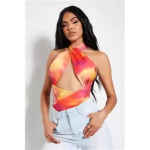 Image of I Saw It First Multi Slinky Knot Front Cross Over Bodysuit - Multi