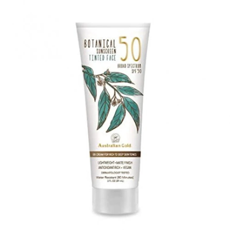 Image of Australian Gold Botanical Sunscreen Tinted Face Lotion SPF50 Rich-Deep