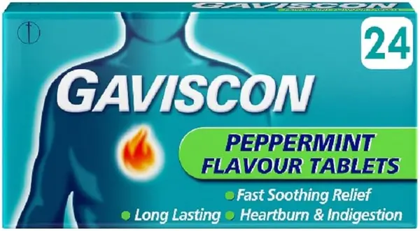 Image of Gaviscon Heartburn & Indigestion Peppermint Flavour Tablets 24