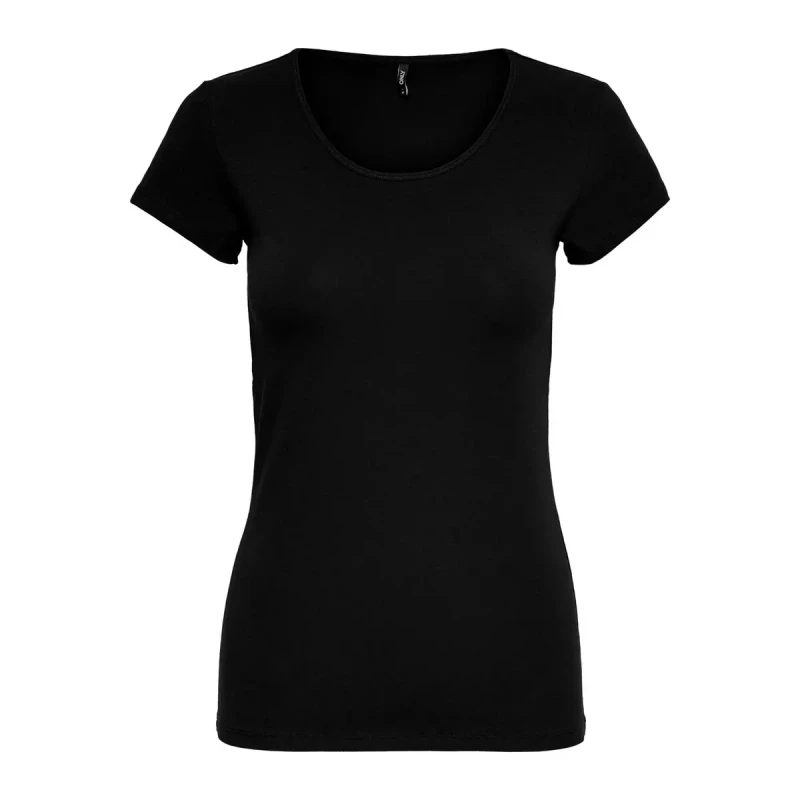 Image of Only Womens T-Shirt Only manches courtes Live love life col rond Noir Female L