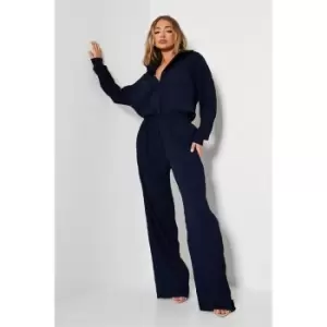Image of I Saw It First Textured Oversized Trouser Co-Ord - Blue