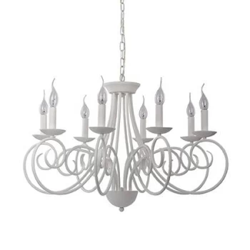 Image of Sem 8 Light Chandelier Satin White Finish, E14