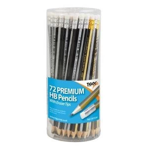 Image of Tiger HB Eraser Tip Pencils Pot Assorted Pack of 72 301534