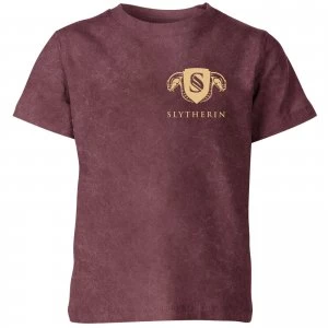 Image of Harry Potter Slytherin Kids T-Shirt - Burgundy Acid Wash - 3-4 Years - Burgundy Acid Wash