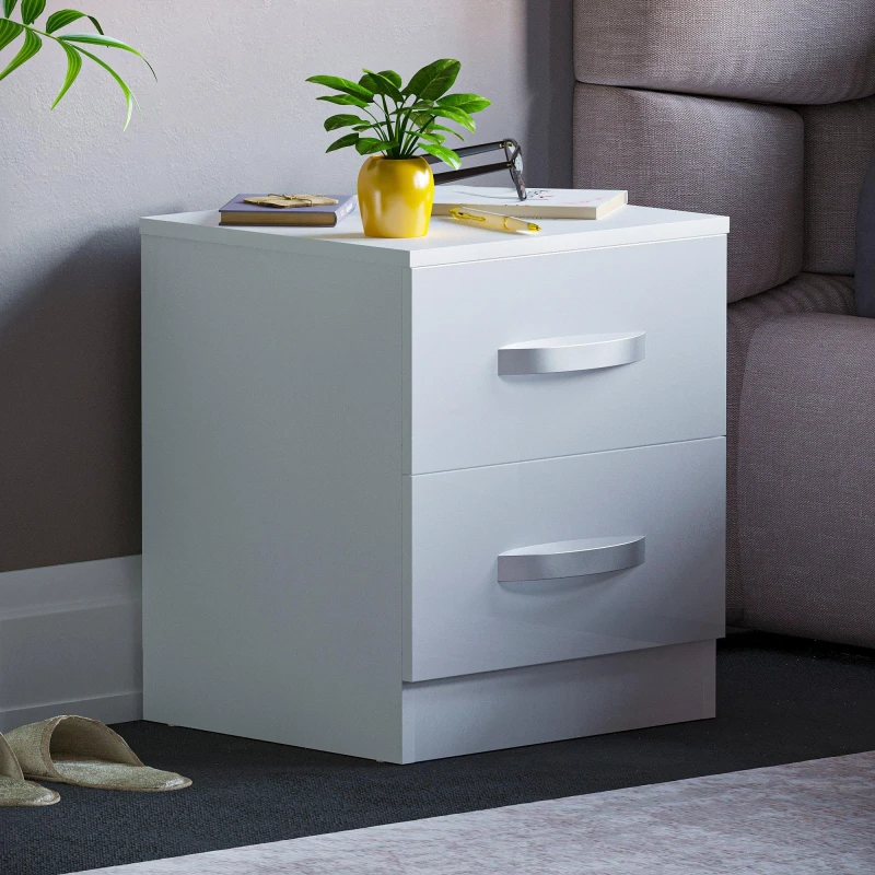 Image of Lassic Vida Designs Hulio 2 Drawer Bedside Cabinet White unisex 2 Drawer