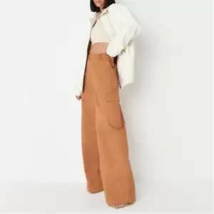 Image of Missguided Tall Extreme Wide Leg Cargo Trousers - Neutral