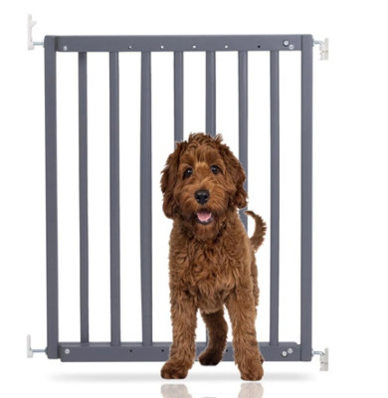 Image of Bettacare Chunky Wooden Screw Fit Dog Gate, 63.5Cm - 105.5Cm, Grey, Wooden Dog Gate Gate, Screw Fit Pet Stair Gate, Puppy Gate