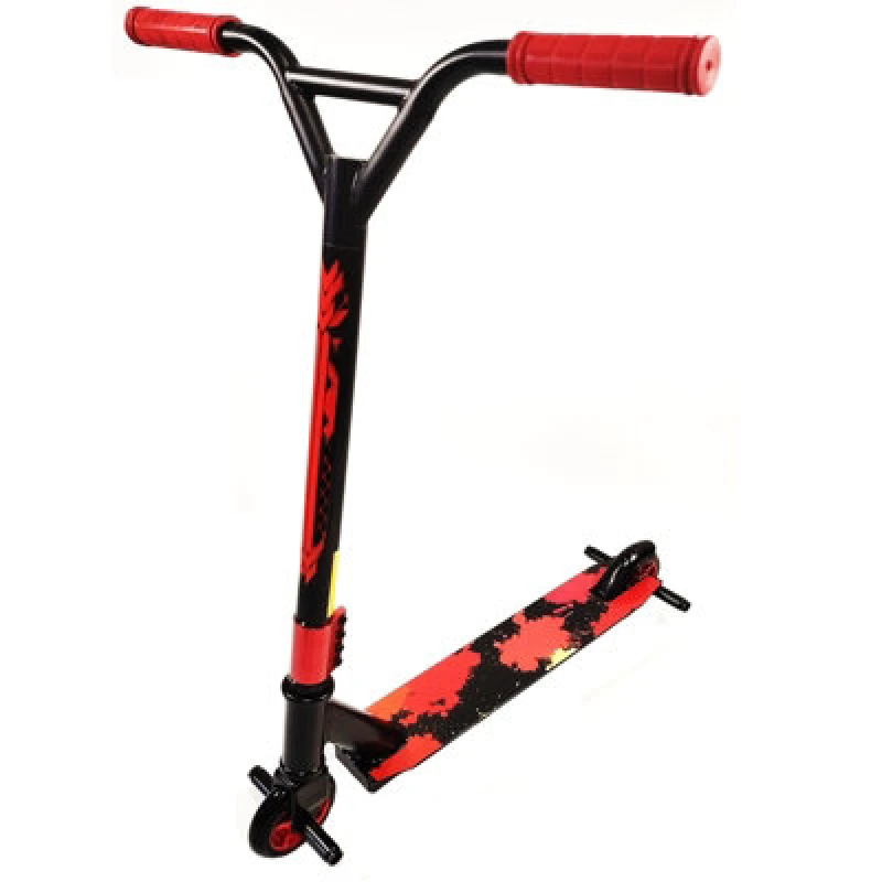 Image of Rexco Red Stunt Scooter Kids Adults Fixed Bar Pro Push Kick 360 Degree Wheel Trick Street