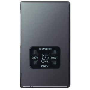 Image of Wickes Twin Screwless Flat Plate Dual Voltage Shaver Socket - Black Nickel