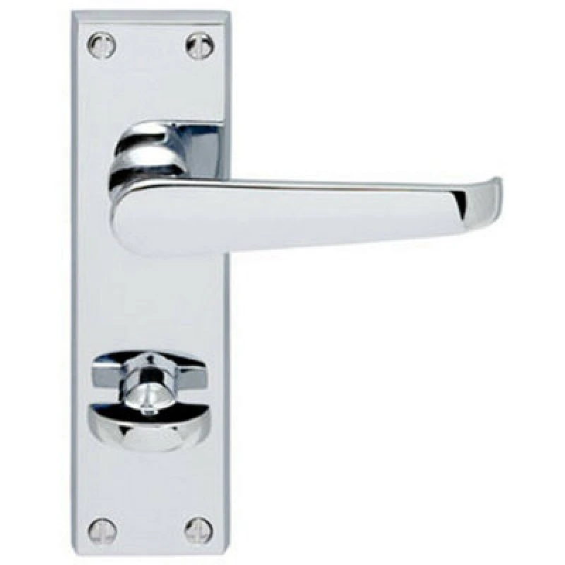 Image of Loops Victorian Flat Lever on Bathroom Backplate Handle 150 x 42mm Polished Chrome Multi