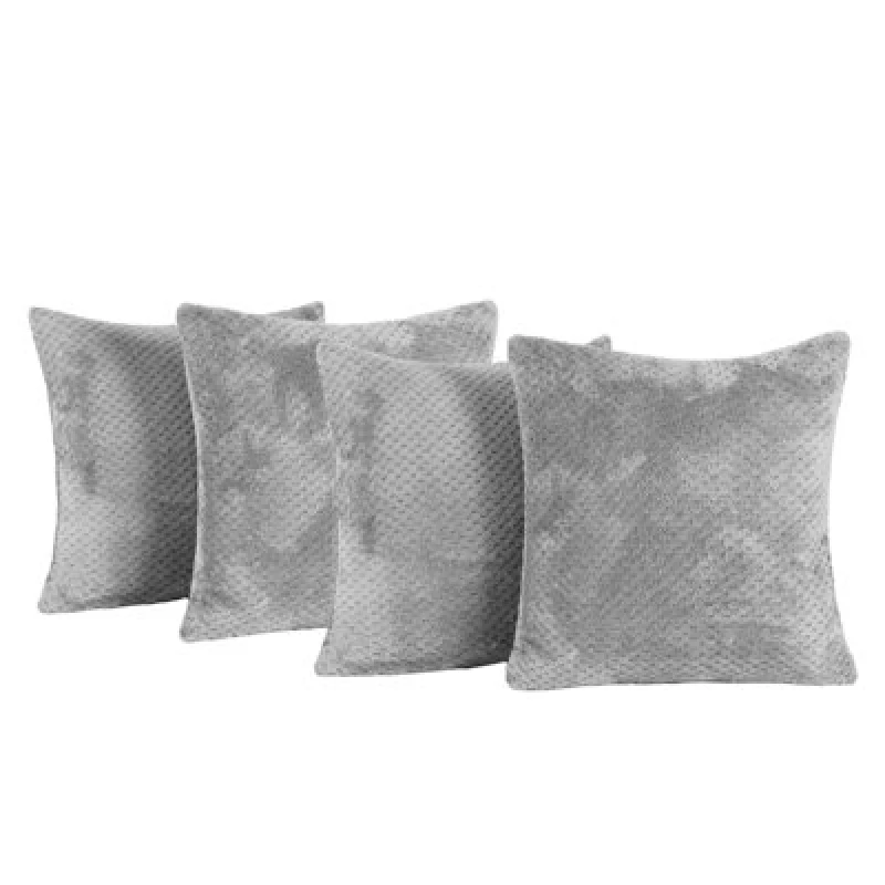 Image of OHS OHS 4 Pack of Waffle Fleece Square Cushion Covers in Charcoal Size: 45cm x 45cm Charcoal 45cm x 45cm Unisex 5027434156313