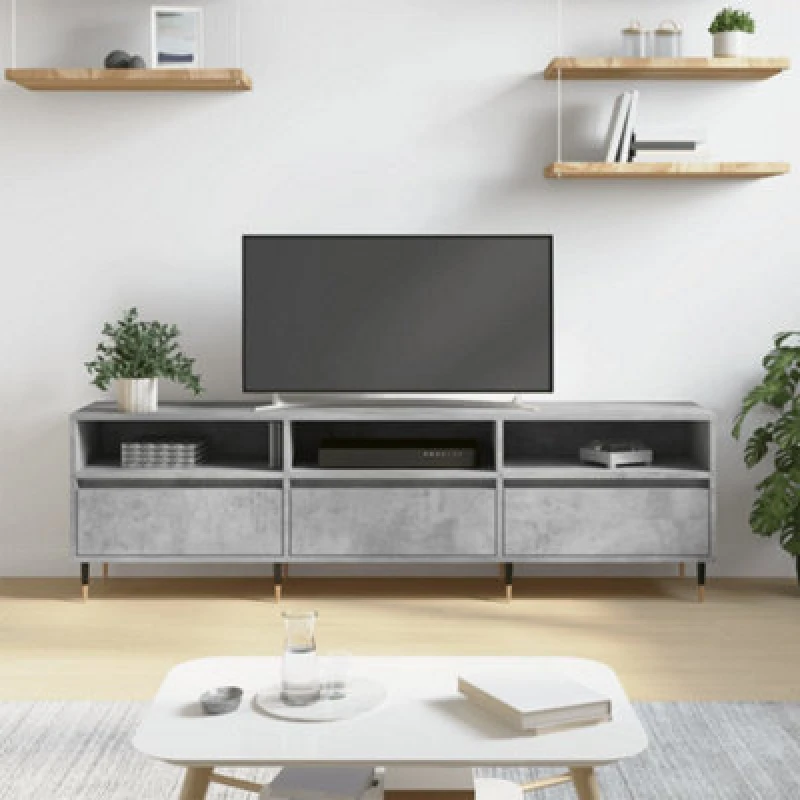 Image of Vidaxl TV Cabinet Concrete Grey 150X30X44.5cm Engineered Wood