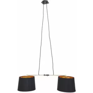 Image of Ceiling Lights Black Finish 2 Bulbs Round Hammered Pattern Shape Pendant Light Antique Ceiling Lighting Contemporary Pendant Hanging Lighting For