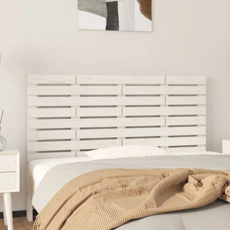 Image of Vidaxl Wall Headboard White 156X3X63cm Solid Wood Pine, White 824739