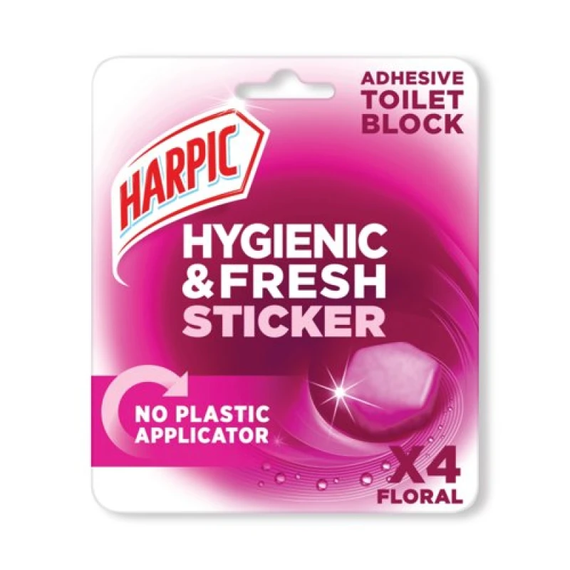 Image of Harpic Hygienic Fresh Sticker Adhesive Toilet Blocks Floral (24 Pack) 3275290