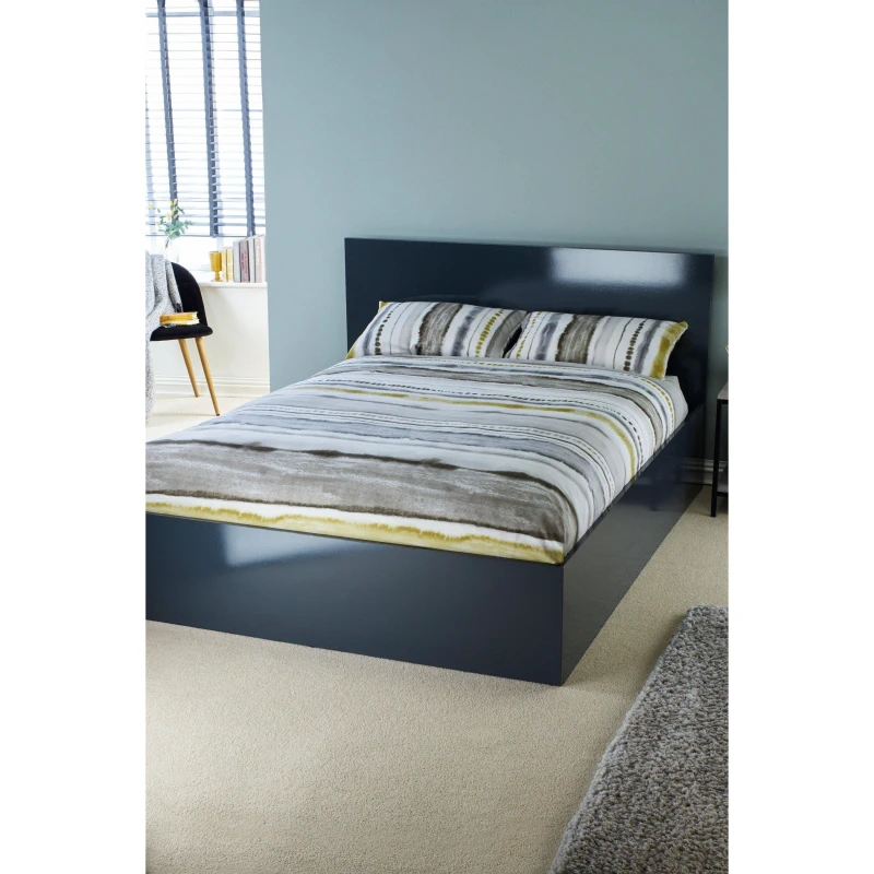 Image of Homelife High Gloss Ottoman Bed - Grey Grey Double