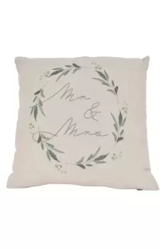Image of Love Story Grey Canvas Mr and Mrs Cushion