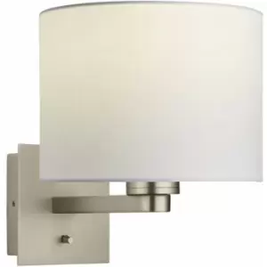 Image of Loops - Wall Light Matt Nickel Plate & Vintage White Fabric 60W E27 gls e10271