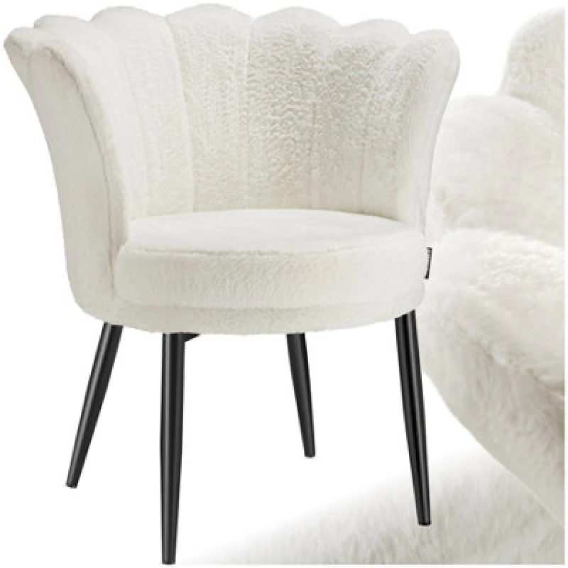 Image of Tectake 1 Armchair Stella - Faux Fur Or Velvet, Thick Padding, 67X64X76Cm - Faux Fur Cream/black