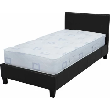 Image of Prado Bed Black Faux Leather 3ft Single - Seconique