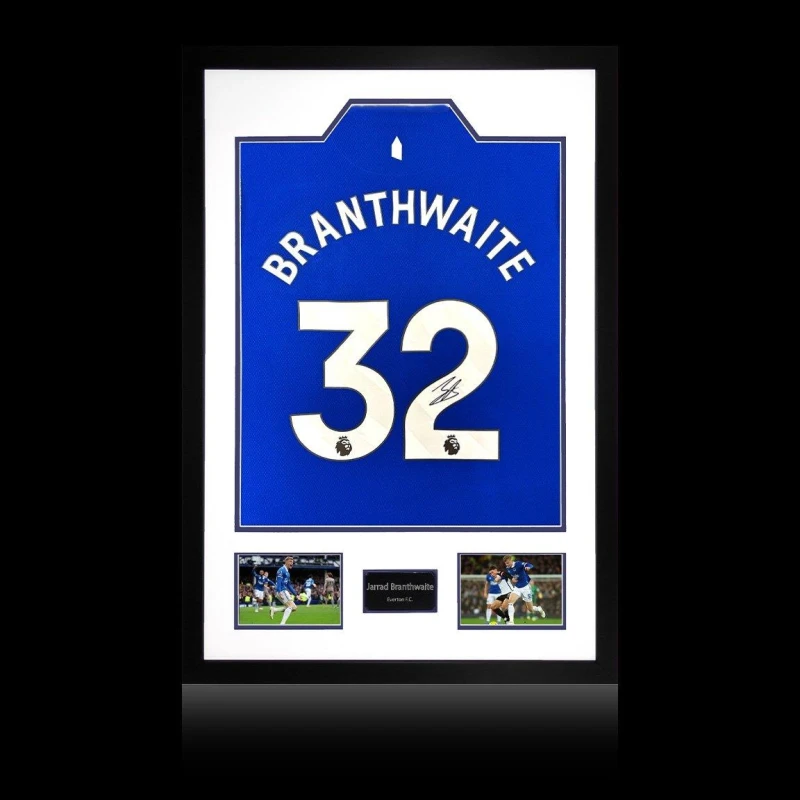 Image of The Fan Cave Jarrad Branthwaite Signed Everton 24/25 Shirt Prem Blue unisex 850mm x 60