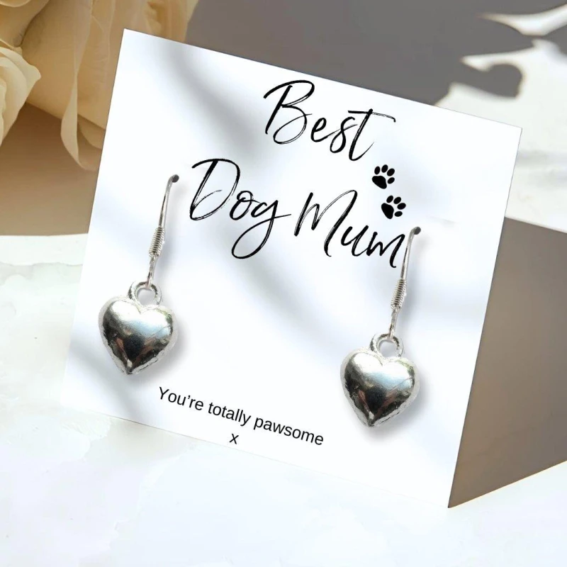 Image of Aye Do Gifts Best Dog Mum Earrings with Gift Card Silver female One Size