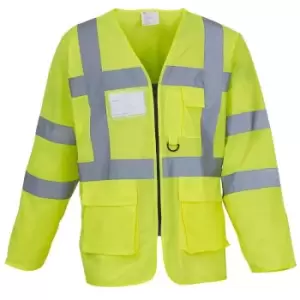 Image of Yoko Mens Executive Hi-Vis Long Sleeve Safety Waistcoat (Pack of 2) (2XL) (Hi-Vis Yellow) - Hi-Vis Yellow