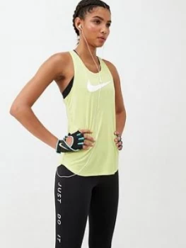 Image of Nike Running Swoosh Tank - Limelight , Limelight Size M Women
