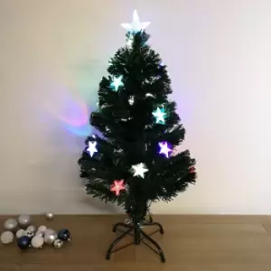 Image of 3ft (90cm) Fibre Optic Indoor Christmas Tree with 16 Colour Changing LED Stars