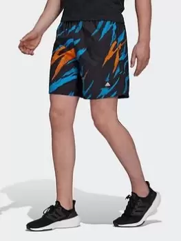 Image of adidas TRVL Tiger Camo Shorts, Black, Size S, Men