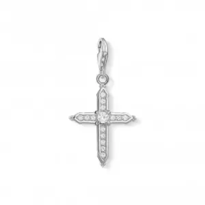 Image of Sterling Silver Zirconia White Cross Charm 1732-051-14