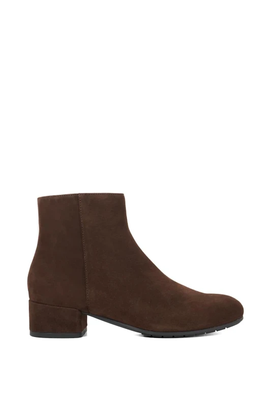 Image of Dune London Womens Wide Fit 'Pippie' Suede Ankle Boots in Brown Size: 4 Brown Female 4