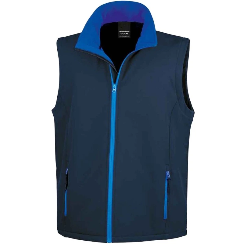 Image of Result Result Men Core Printable Soft Shell Bodywarmer in Dark Navy Size: Small Dark Navy S Male 5063527335791