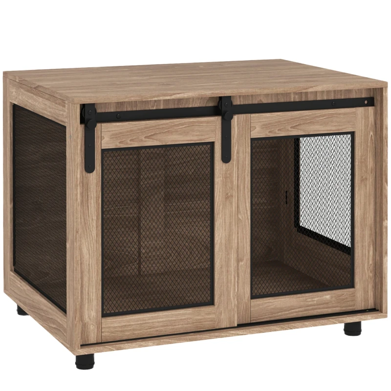 Image of PawHut Dog Crate Furniture w/ Sliding Door, 80 x 58.5 x 63cm, Walnut Brown, Brown D02-208V00WN