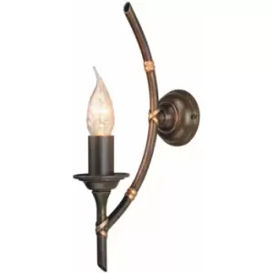 Image of Wall Light Tied Bamboo Canes Style Round Mounting Bronze Patina LED E14 60W