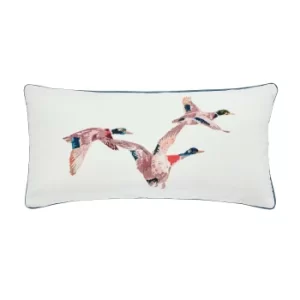 Image of Joules Flying Mallards Cushion 30cm x 60cm, Chalk