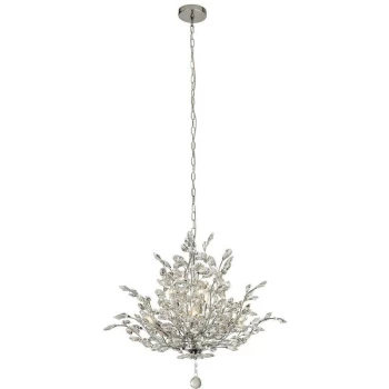 Image of Searchlight Lighting - Searchlight Bouquet 7 Light Chrome Pendant, Crystal Glass