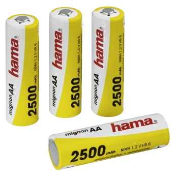Image of Hama Rechargeable NiHH Batteries, 4x AA (Mignon - HR 6) 2500 mAh/1.2 V