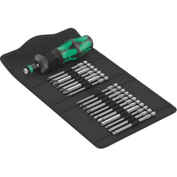 Image of Wera Kompakt Turbo 1 05057482001 Bit set 18 Piece 1/4 (6.3 mm) incl. screwdriver bit holder, incl. torque adapter, Quick-release chuck, selectable epi