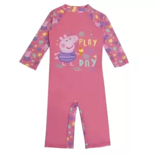 Image of Peppa Pig Girls Play All Day One Piece Swimsuit (2-3 Years) (Pink)