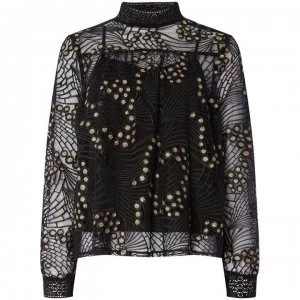 Image of Biba Lace and Sequin Blouse - Black