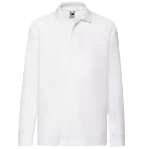 Image of Fruit Of The Loom Childrens Long Sleeve 65/35 Pique Polo / Childrens Polo Shirts (3-4) (White)