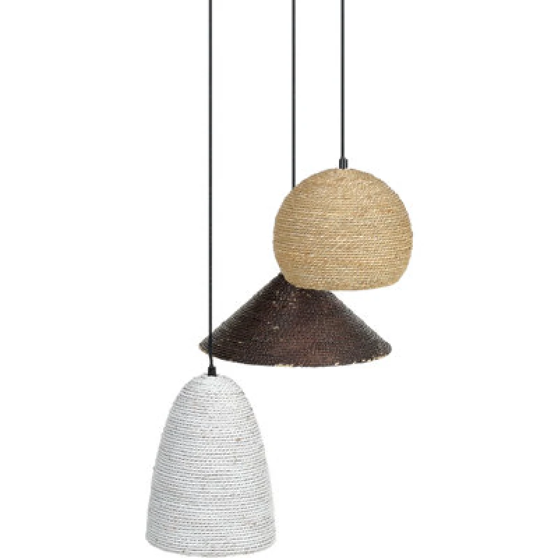 Image of Beliani Pendant Lamp Endrick Wicker Natural White Brown