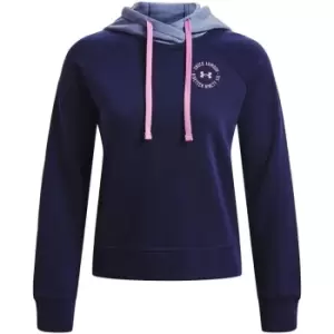 Image of Under Armour Armour Rival Fleece Colour Block Hoodie Womens - Blue