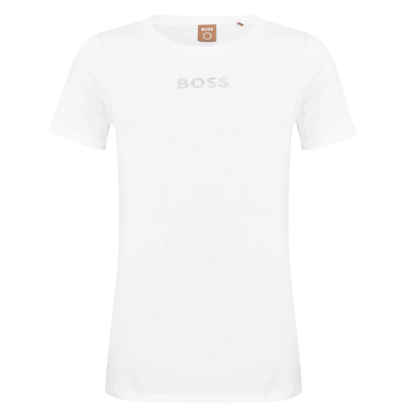 Image of Boss Womens Eloga2 Premium Cotton T-Shirt White 100 female 6 (XS)