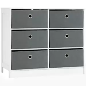 Image of HOMCOM Chests of Drawer, Fabric Dresser Storage Cabinet with 6 Drawers for Bedroom, Living Room and Hallway, White and Grey