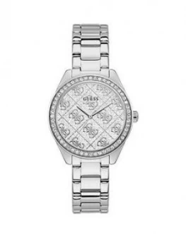 Image of Guess Guess Sugar Crystal Silver Glitz Logo Dial Bracelet Watch