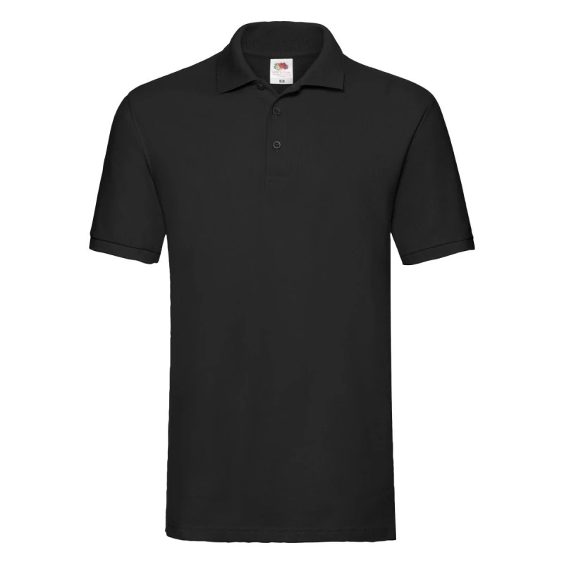 Image of Fruit Of The Loom Fruit of the Loom Men Premium Pique Polo Shirt in Black Size: Small Black S Male 5063470860036