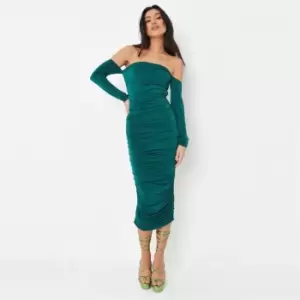 Image of Missguided Bardot Slinky Bodycon Dress - Green