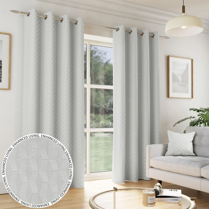 Image of Enhanced Living Tokyo Grey Room Darkening Velvet Eyelet Curtains Grey unisex 229x183cm